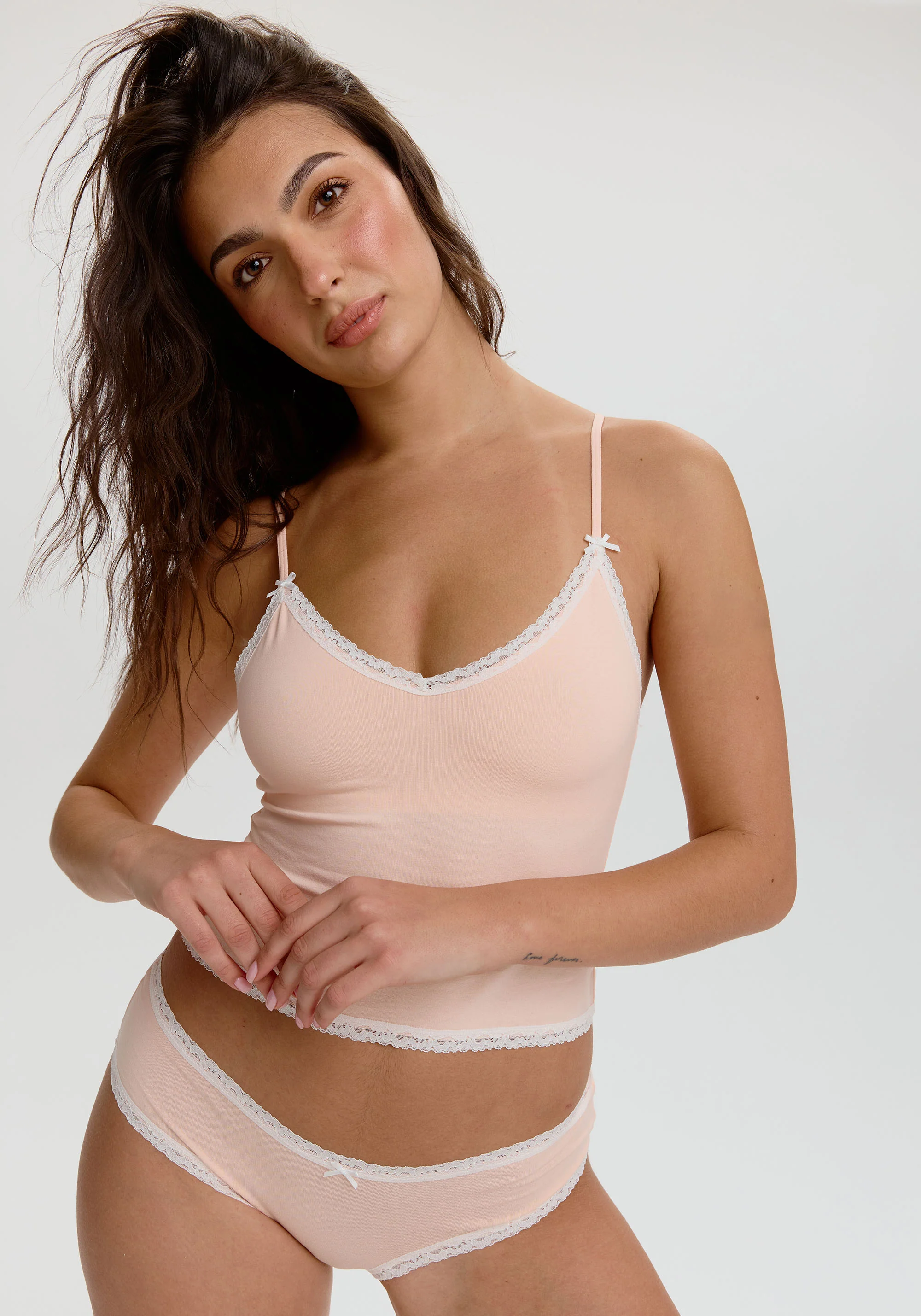 the cotton lace trim cami - Image 2